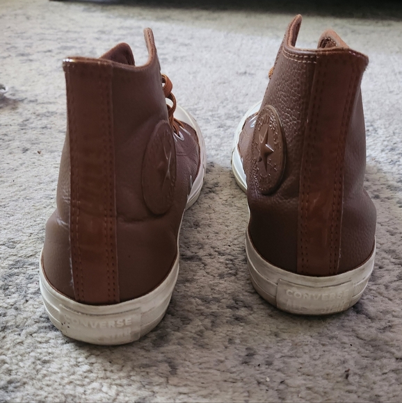 Womens / Unisex Brown Leather High Top Converse - Picture 3 of 6